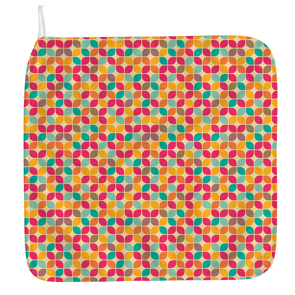 Retro Geometric Rounded Square Print Hand Towel