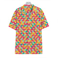 Retro Geometric Rounded Square Print Hawaiian Shirt