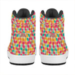 Retro Geometric Rounded Square Print High Top Leather Sneakers