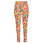 Retro Geometric Rounded Square Print High-Waisted Pocket Leggings