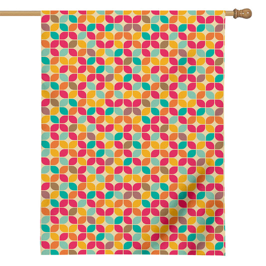 Retro Geometric Rounded Square Print House Flag