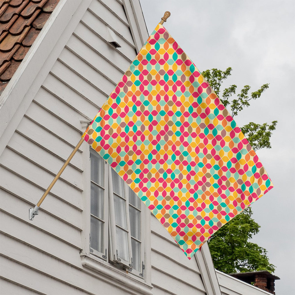 Retro Geometric Rounded Square Print House Flag