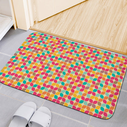 Retro Geometric Rounded Square Print Indoor Door Mat