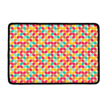 Retro Geometric Rounded Square Print Kitchen Mat
