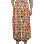 Retro Geometric Rounded Square Print Lantern Pants
