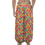 Retro Geometric Rounded Square Print Lantern Pants