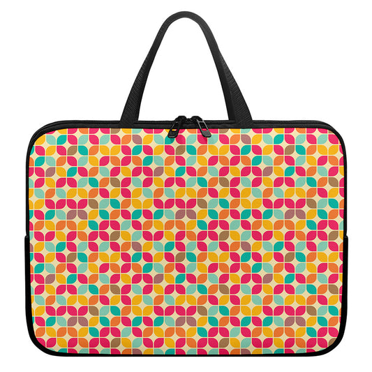 Retro Geometric Rounded Square Print Laptop Sleeve With Handle
