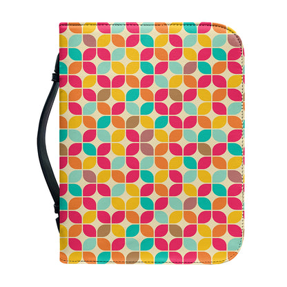 Retro Geometric Rounded Square Print Leather Bible Cover
