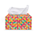 Retro Geometric Rounded Square Print Leather Tissue Box Cover