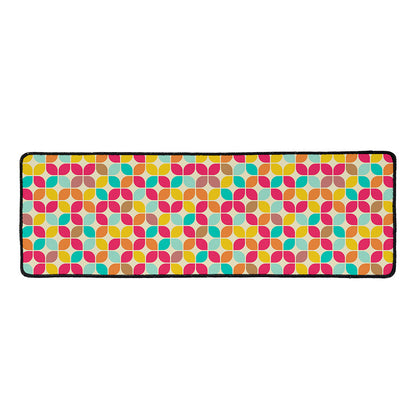 Retro Geometric Rounded Square Print Long Kitchen Mat