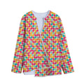 Retro Geometric Rounded Square Print Long Sleeve Short Coat