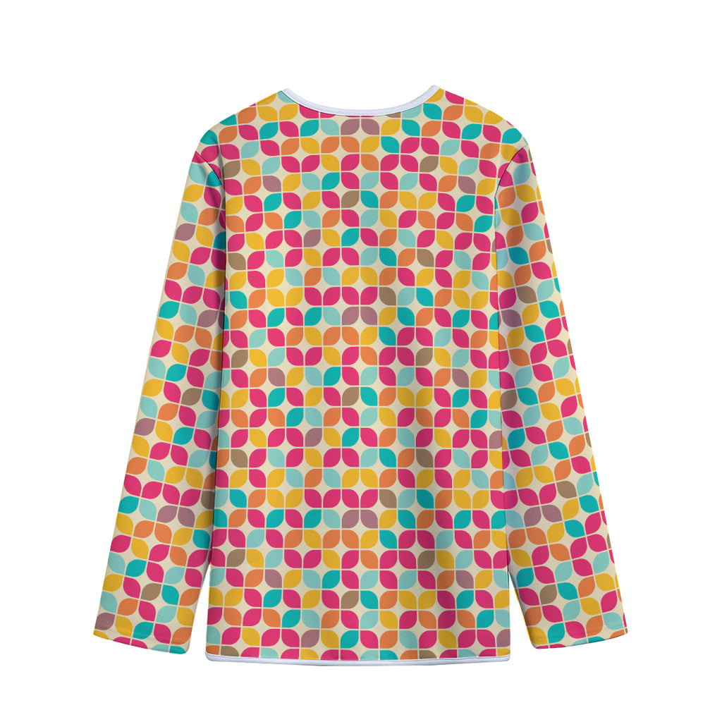 Retro Geometric Rounded Square Print Long Sleeve Short Coat