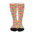 Retro Geometric Rounded Square Print Long Socks