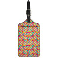 Retro Geometric Rounded Square Print Luggage Tag