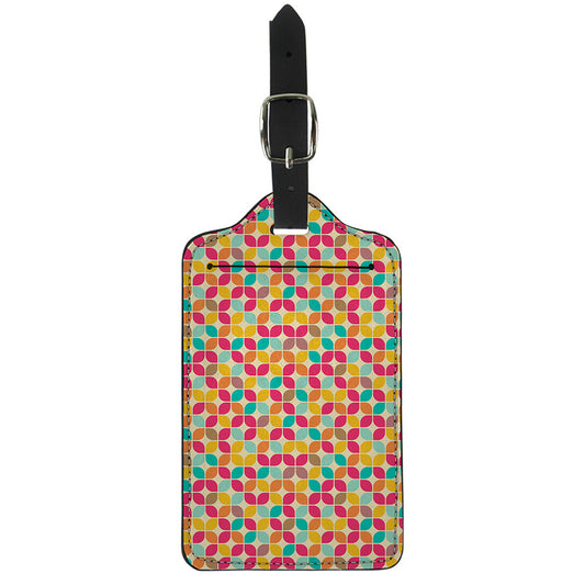 Retro Geometric Rounded Square Print Luggage Tag
