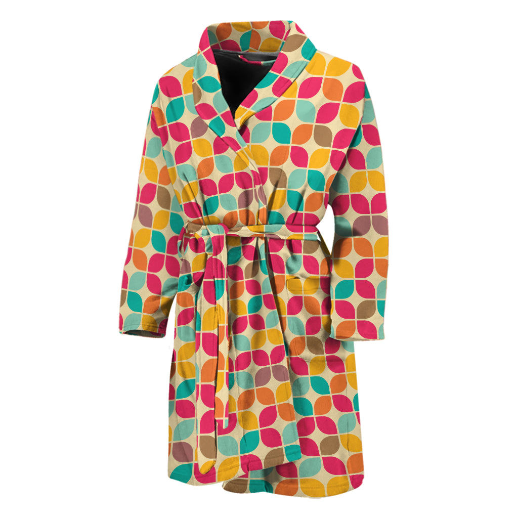 Retro Geometric Rounded Square Print Men's Bathrobe