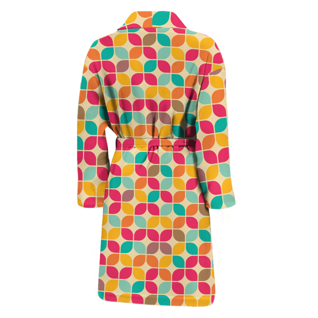 Retro Geometric Rounded Square Print Men's Bathrobe