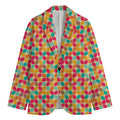 Retro Geometric Rounded Square Print Men's Blazer