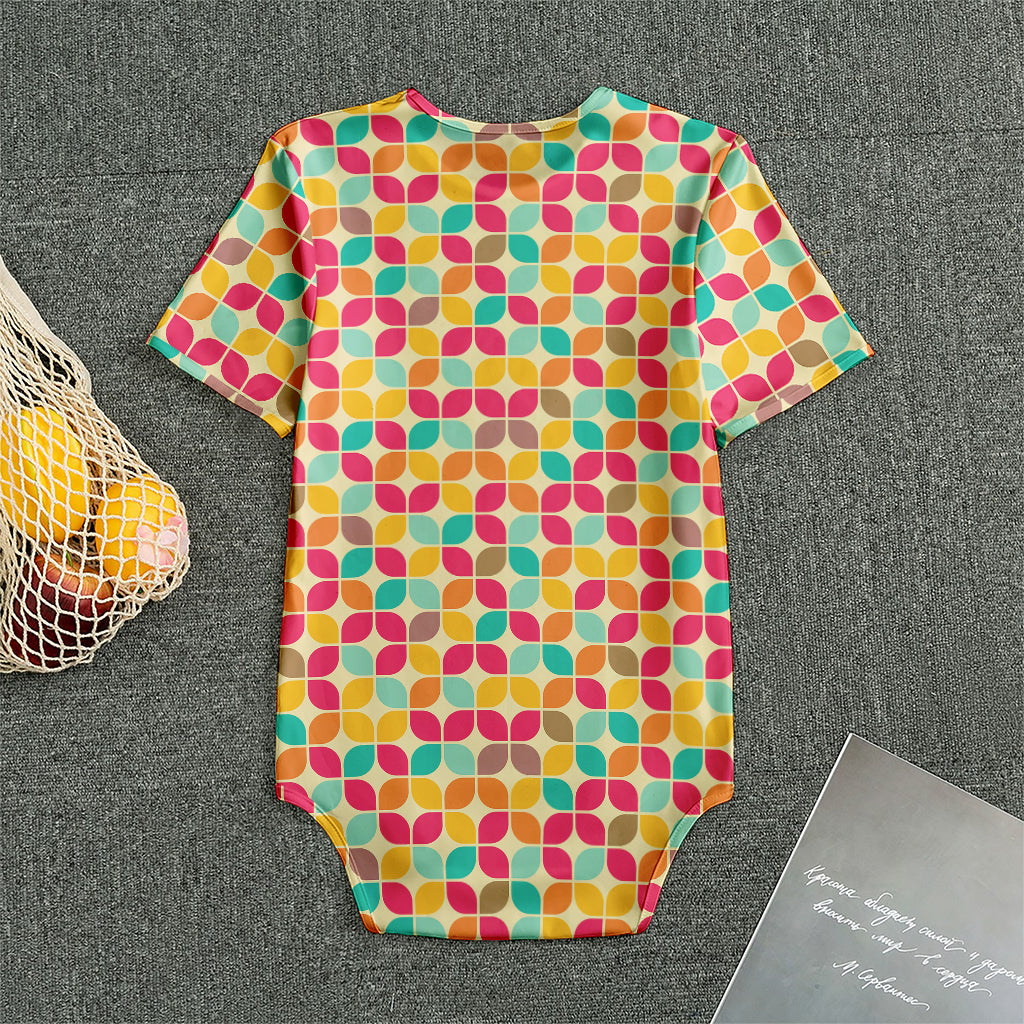Retro Geometric Rounded Square Print Men's Bodysuit
