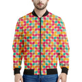 Retro Geometric Rounded Square Print Men's Bomber Jacket