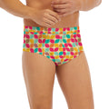 Retro Geometric Rounded Square Print Men's Briefs