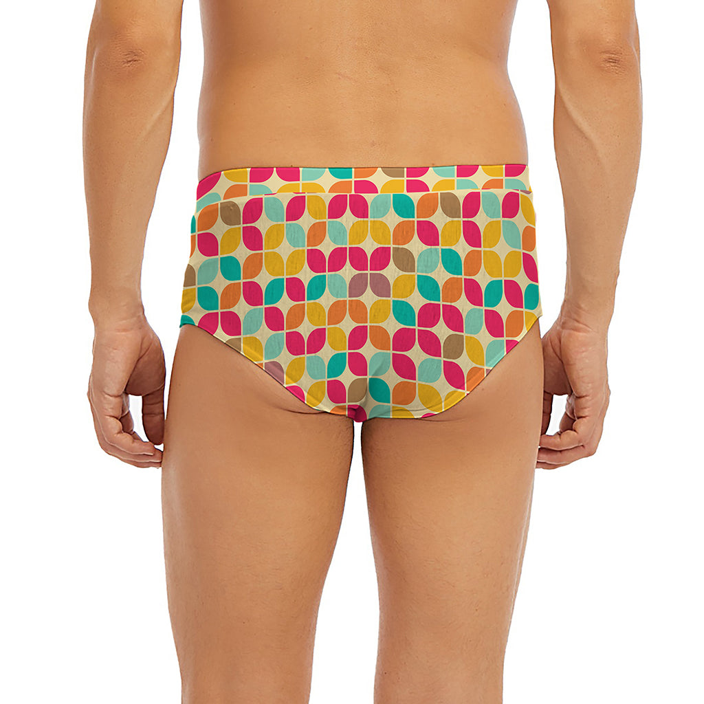 Retro Geometric Rounded Square Print Men's Briefs