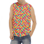 Retro Geometric Rounded Square Print Men's Fitness Tank Top