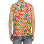 Retro Geometric Rounded Square Print Men's Fitness Tank Top