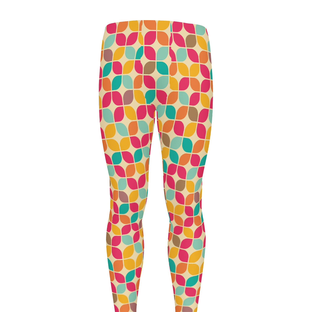 Retro Geometric Rounded Square Print Men's leggings