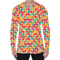 Retro Geometric Rounded Square Print Men's Long Sleeve T-Shirt