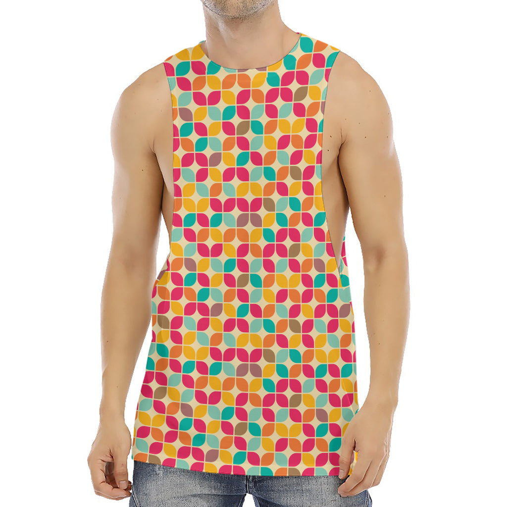 Retro Geometric Rounded Square Print Men's Muscle Tank Top