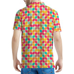 Retro Geometric Rounded Square Print Men's Polo Shirt