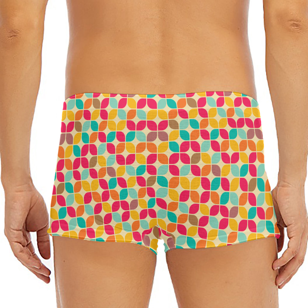 Retro Geometric Rounded Square Print Men's Short Boxer Briefs