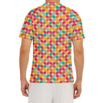 Retro Geometric Rounded Square Print Men's Short Sleeve Rash Guard