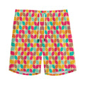 Retro Geometric Rounded Square Print Men's Athletic Shorts