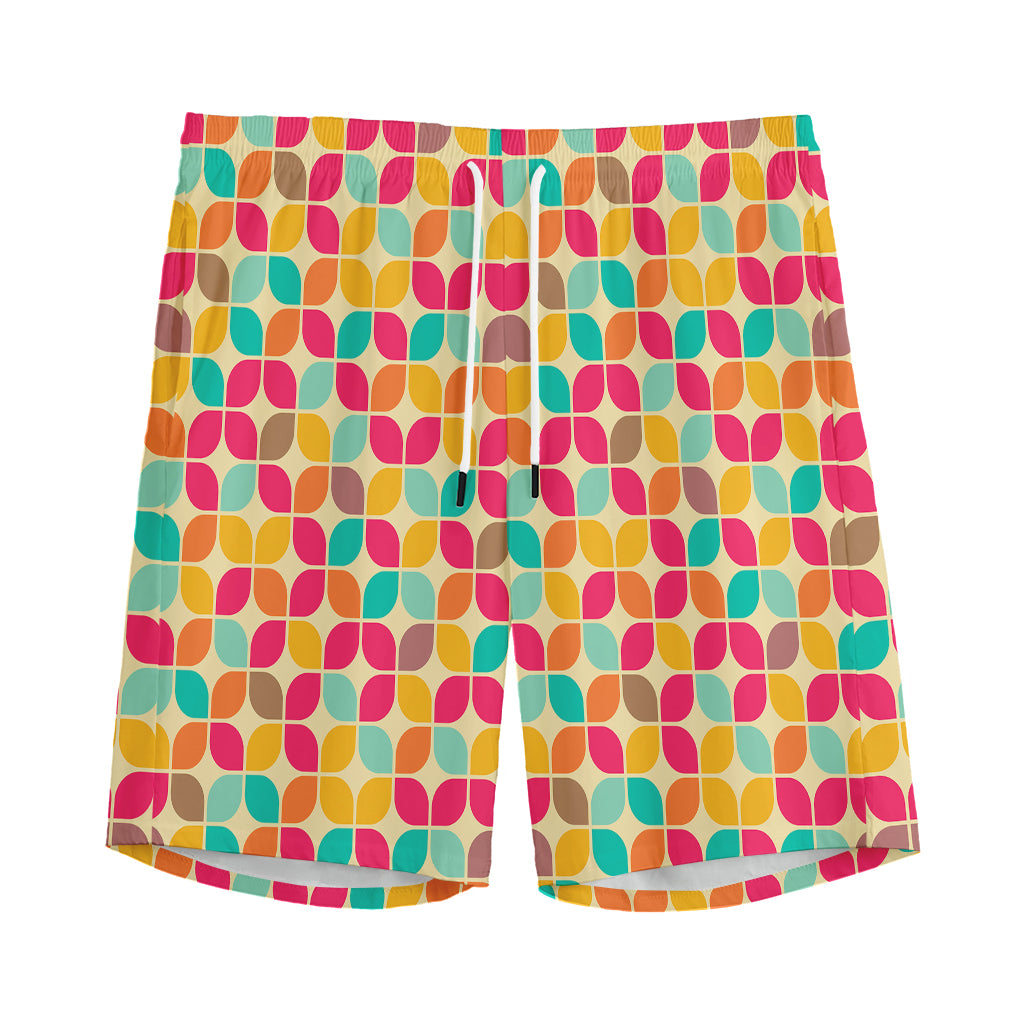 Retro Geometric Rounded Square Print Men's Sports Shorts