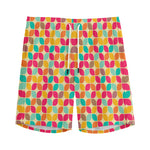 Retro Geometric Rounded Square Print Men's Sports Shorts