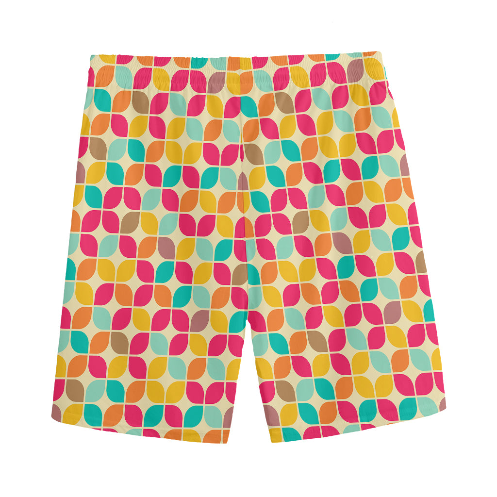 Retro Geometric Rounded Square Print Men's Sports Shorts