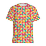 Retro Geometric Rounded Square Print Men's Sports T-Shirt