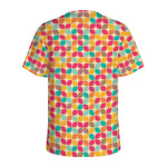 Retro Geometric Rounded Square Print Men's Sports T-Shirt