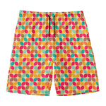 Retro Geometric Rounded Square Print Men's Swim Trunks