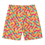 Retro Geometric Rounded Square Print Men's Swim Trunks