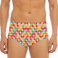 Retro Geometric Rounded Square Print Men's Triangle Swim Briefs