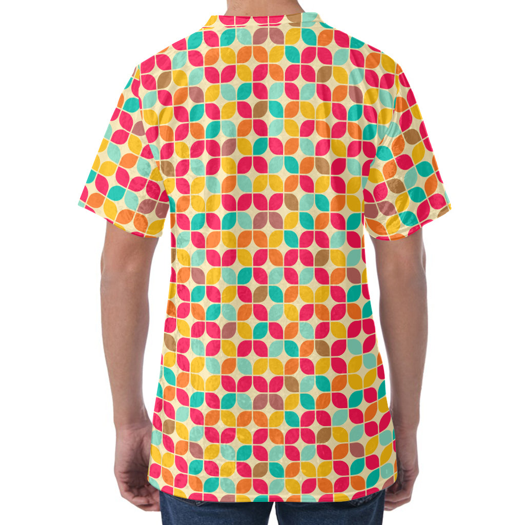 Retro Geometric Rounded Square Print Men's Velvet T-Shirt