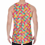 Retro Geometric Rounded Square Print Men's Velvet Tank Top