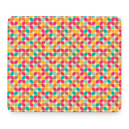Retro Geometric Rounded Square Print Mouse Pad
