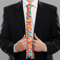 Retro Geometric Rounded Square Print Necktie