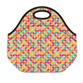 Retro Geometric Rounded Square Print Neoprene Lunch Bag