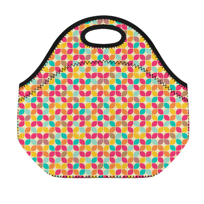 Retro Geometric Rounded Square Print Neoprene Lunch Bag