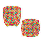 Retro Geometric Rounded Square Print Office Chair Cover